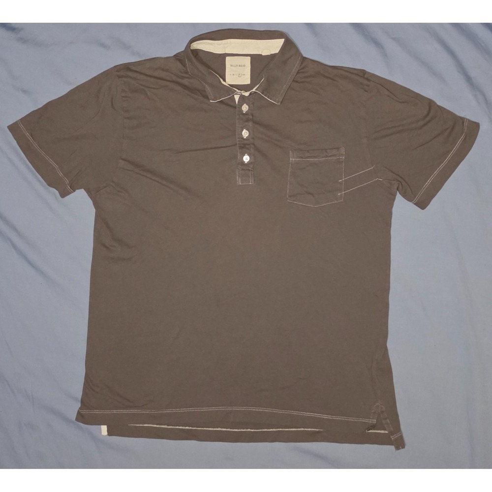 Billy Reid Polo Shirt Mens Extra Large Brown Cotton Short Sleeve Chest Pocket